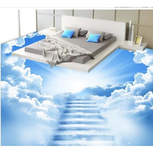 Custom Photo self-adhesive 3D floor clouds ladder 3D floor 3D stereoscopic wallpaper floor