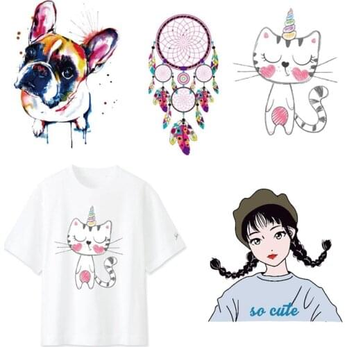 Cute Small Animals Iron on Patches For Clothes Boy Girl DIY T-shirt Applique Heat Transfer Vinyl Letter Animal Patch Sticker F