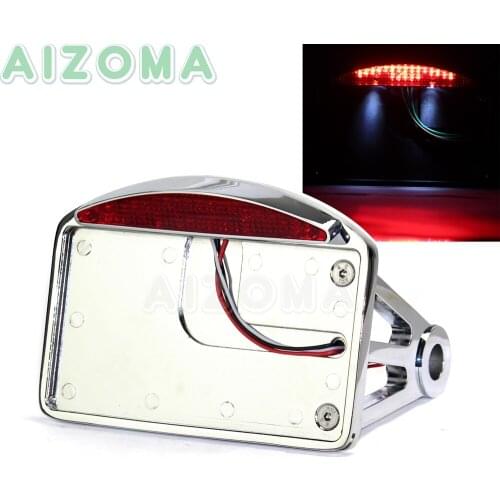 6.7 x 3.7" Side Mount License Plate Bracket Stop Tail Light LED Frame Holder Taillights for Harley Cruisers Bobber