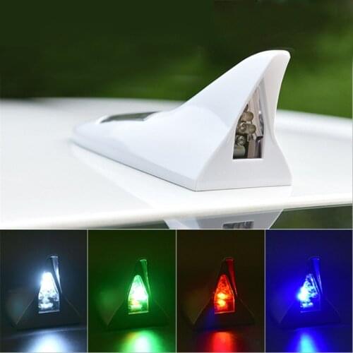 LED Car Shark Fin Antenna Solar Power Warning Lights Antenna Amplifier Car Roof Decoration Fit for Renault Nissan Ford VW
