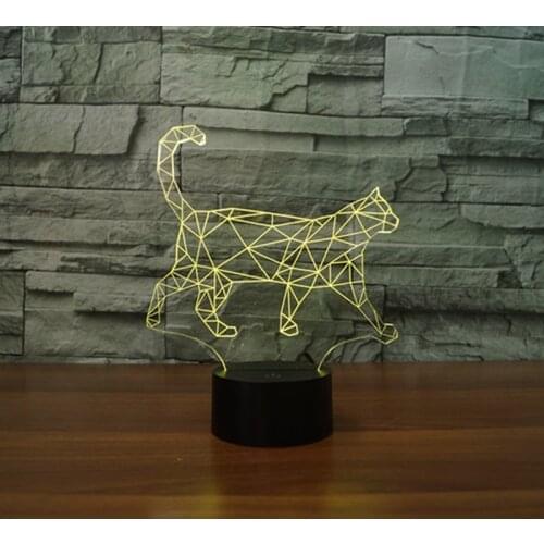 3D LED Night Light Walking Cat with 7 Colors Light for Home Decoration Lamp Amazing Visualization Optical Illusion Awesome