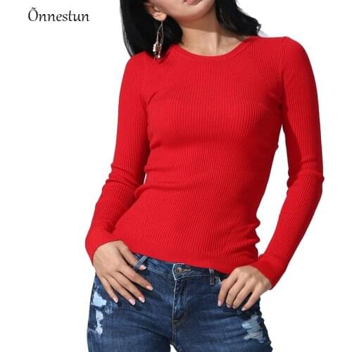 Women Sweaters Spring Autumn New Fashion Solid Color Long Sleeve Pullover Tops Plus Size Elasticity Slim Casual Female Sweater
