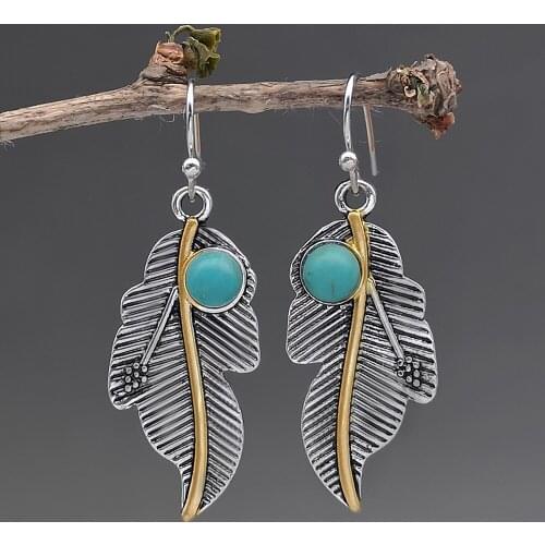 Gorgeous Earings Fashion Jewelry Earrings Dangle Drop Earrings Bohemia Retro Grape Leaves Turquoises Earrings For Women Girls
