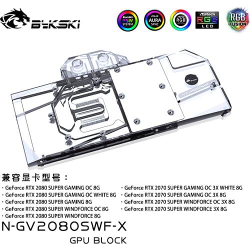 Bykski Water Block use for GIGABYTE RTX2080 WINDFORCE OC 8G / RTX2070 GAMING OC 8G / Copper Block Water Cooling Cooler