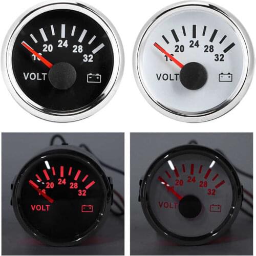 52mm/2in 18-32V Voltmeter 7 Colors Backlight 9-32V Working Voltage for Boat Car Truck Motorcycle ATV Boat Voltmeter Accessory