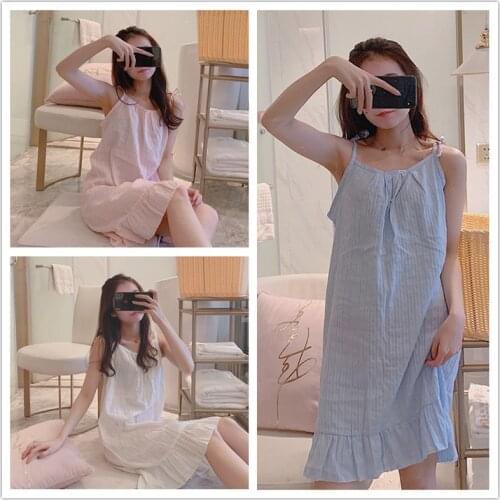 Summer New Womens Nightdress Lovely Sweet Nightgown & Sleepstirts Style Sexy Sling Dress Home Wear Sexy Sleepwear Nightwear