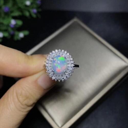 Natural opal woman rings change fire color mysterious 925 silver Beautiful colour of gemstones