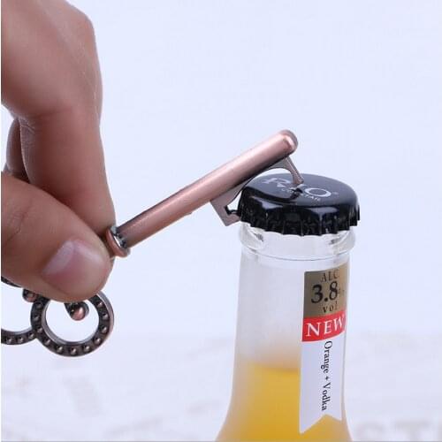 1pc Coppery Portable Key Shape Steel Bottle Openers Beer Wine Bottle Opener Keychain Opener Tool