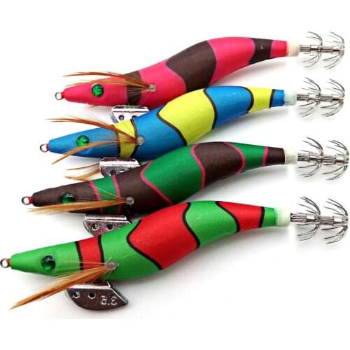 1pcs Wood Shrimp Jigging Octopus Cuttlefish Luminous Squid Jig Wobbler For Fishing Tackle/Lure Sea Artificial Bait Hard Trolling