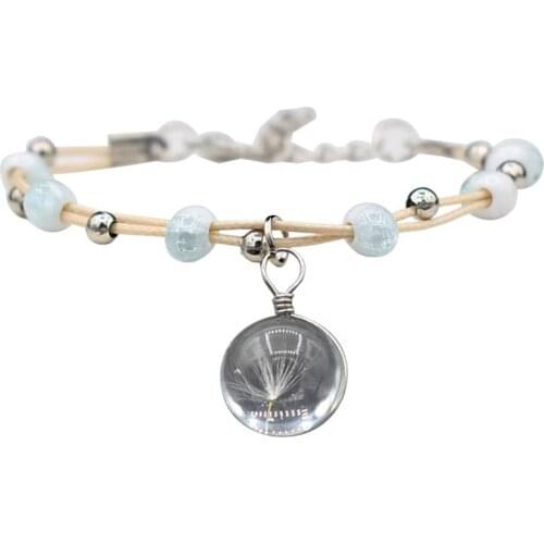 1pc Flower Decor Bracelet Adjustable Transparent Bead Bracelet Charm Bracelet Jewelry Accessories