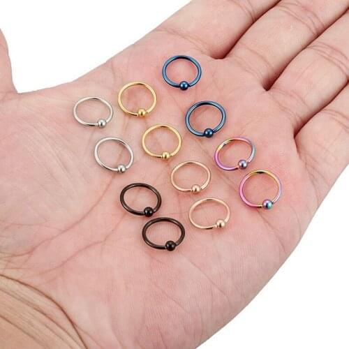 10Pcs/lot Latest Trends Stainless Steel Ring Clamp Ball Body Piercing Jewelry Universal Rounded Nose Ring Milk Manufacturers