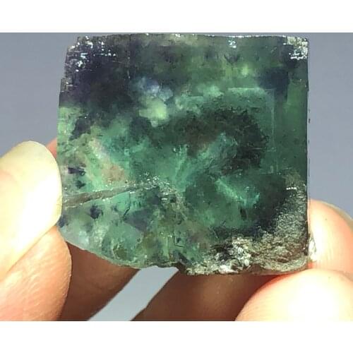 11.1gNatural green blue heart fluorite and mica crystal mineral stone home decoration ring vein healing Geology Teaching