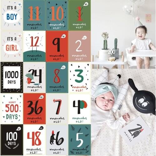 20pcs Month Sticker Baby Photography Milestone Memorial Monthly Newborn Kids Commemorative Card Number Photo Props Accessories