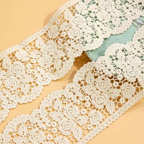 5 Yards Beige Rose Flower Crocheted Antique Lace Embroidery lace trim sewing crafts for Bridal, DIY craft, Wedding Dress