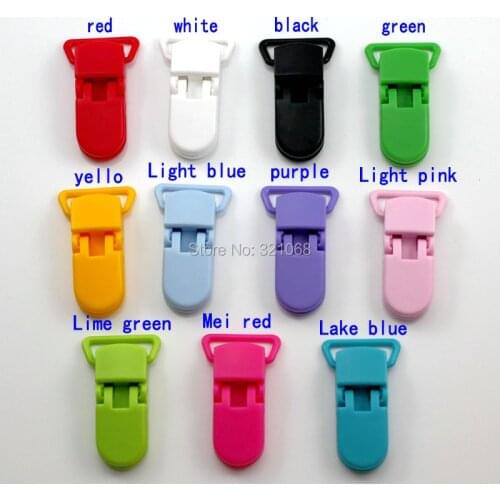 Mixed 11 Colors For Options 55 pcs KAM Plastic Clip Plastic Pacifier Clip Soother Clip For Baby 20mm