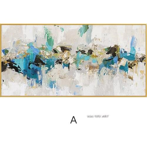 Abstract Blue Golden Paint Painting Modern Canvas Art Fashion Wall Pictures for Living Room Big Colorful Posters Prints