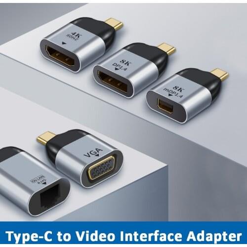 UHD 8K Type C to DP/HDMI-compatible/VGA/Mini DP/RJ45 Gigabit Ethernet Adapter For MacBook Pro/Air SAMSUNG 4K@60Hz USB-C Adapter