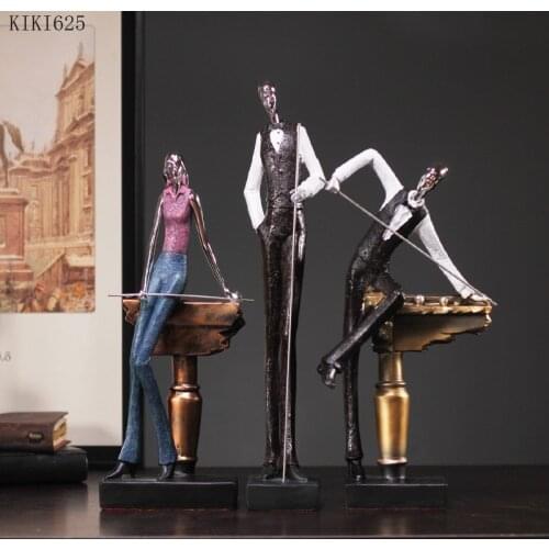 American Billiards Player Resin Sculpture Book Countertop Ornaments Abstract Figures Statue Models Crafts Home Decoration Gifts