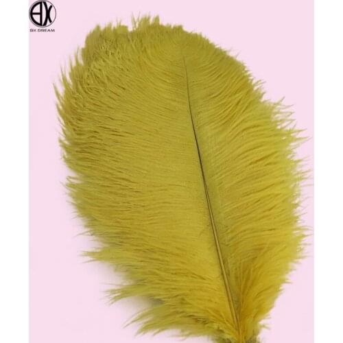 Free Shipping 100PCS 40-45cm Cute Cheap Yellow Ostrich Feather DIY Clothing Accessories