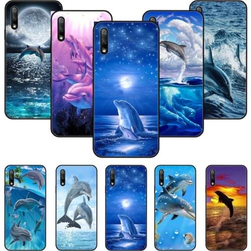 Phone Case For Huawei Honor 9X 10 9 20 8X 8A 8S 7X 7A i A Pro Play Lite Black Cover Etui Art Bumper Popular Cute Ocean Dolphins