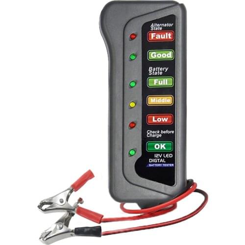 12V Car Battery Tester Digital Alternator Tester Mini 6 LED Lights Display Car Diagnostic Tool Auto Battery Tester for Car