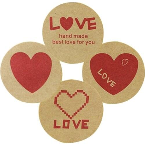 Free Shipping 1200PCS/lot Round Love Heart series Decoration Label Multifunction Gift Sealing Sticker