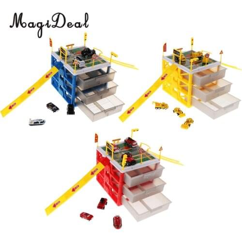 Kids Educational Three-layer Drawers Car Garage Box Storage Parking Lot Building Playset Children Educational Toy