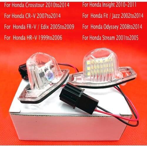 For Honda CRV 2008 Jazz Fit Crosstour FR-V/Edix HR-V Insight Odyssey Stream White Light 18 License Plate Lights