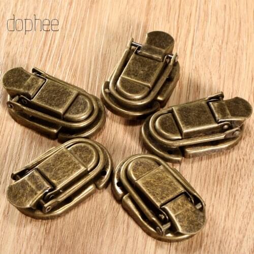 Dophee 5pcs Case Hasp Buckle Latch Hook Clasp Lock Jewelry Decorative Furniture Gift Box Wooden Brass