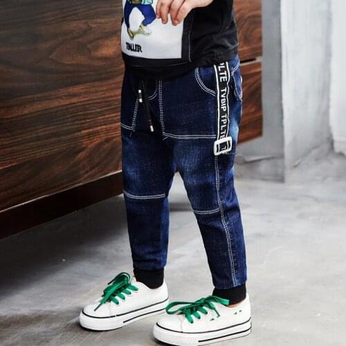 New Style Kids Boy Jeans Elastic Waist Straight Trousers Baby Kids Fashion Denim Pant Casual pants Spring Autumn 2-7years