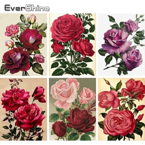 Evershine 5D DIY Diamond Painting Rose Flower Full Square Drill Cross Stitch Mosaic Crystal Embroidery Craft Kit Home Decoration