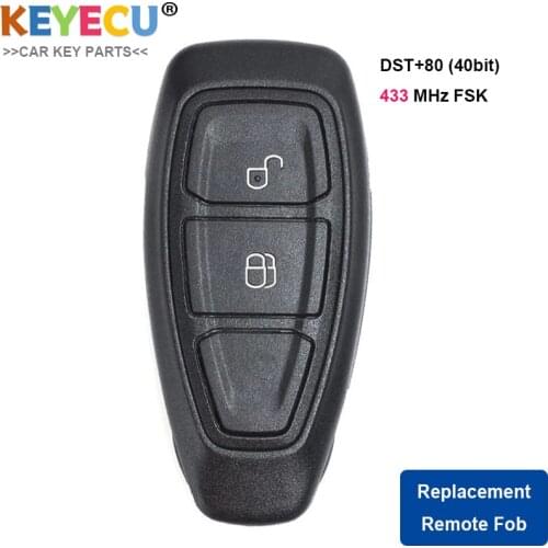 KEYECU Smart Remote Key Fob 433MHz FSK DST+80(40bit) Chip for Ford Ecosport 2013 2014 2015 2016 ,Fob 2 Button
