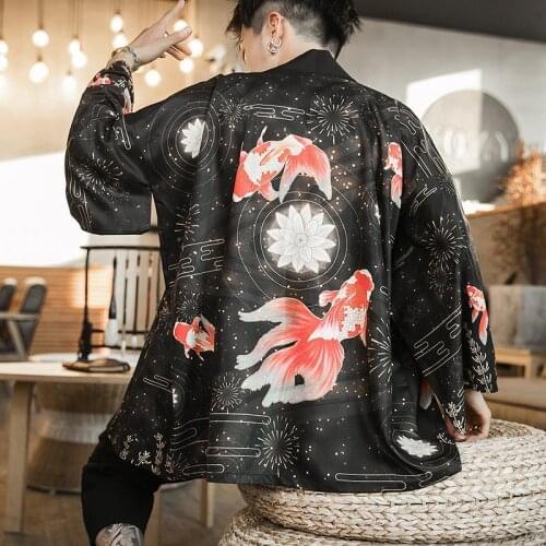 Japanese Cardigan Asian Yukata Women Harajuku Tops Jpanese Traditional Orient Ethnic Kimono Male Samurai Costume Haori Clothing