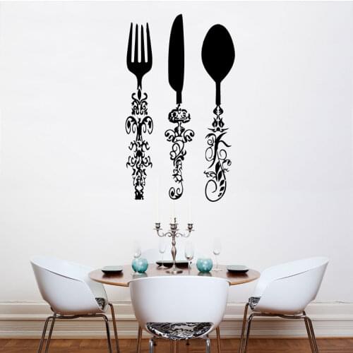 Kitchen Decor Removable Kitchen Stuff Sticker Fork Spoon Knife Vintage Tools Interior Design Art Decal Kitchen Vinyl Art AY496