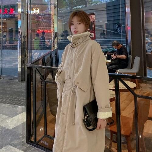 Scene shooting down cotton-padded jacket and winter in the new long cotton-padded jacket cotton female students long over-the-kn