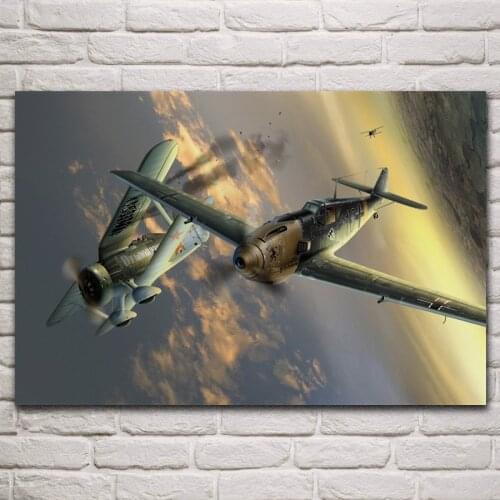 ME109 fighter Aircraft ww2 air battle fantasy living room home decor art print wall decoration fabric posters KM245