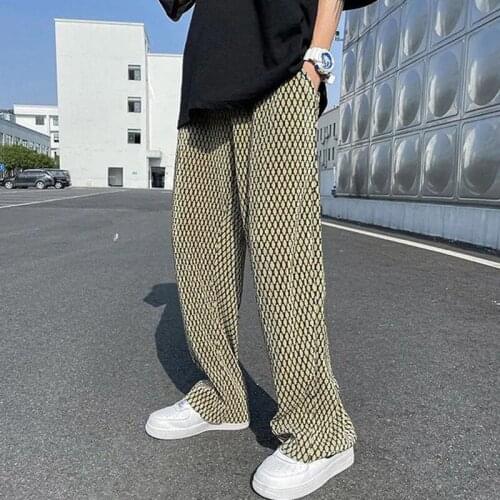 American Pants High Street Tide Loose Brand Ice Silk Wide-leg Pants Mens Summer Lightweight Hip Hop Drape Trousers