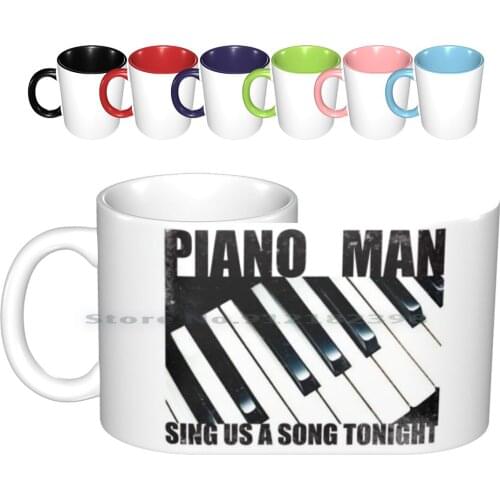 Piano Man Ceramic Mugs Coffee Cups Milk Tea Mug Piano Man Music Tekst Sing Song Tonight Instrument Black White Lyrics Cafe Bar