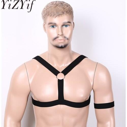Harness Men Shoulder Strap Clubwear Elastic Y-Shaped Front Body Chest Harness Belt Shoulder Support Muscle Strap Armband Costume