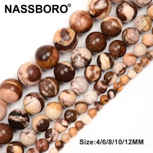 Natural Stone Australia Zebra Jaspers Round Beads 15" Strand 4 6 8 10 12MM Pick Size For Jewelry Making Diy Bead Material