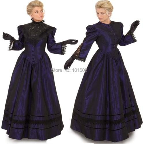 New Arriva!Retro Purple Victorian dresses 1860s Civil War dress Cosplay Vintage Costumes Renaissance Revolutionary dress HL-156