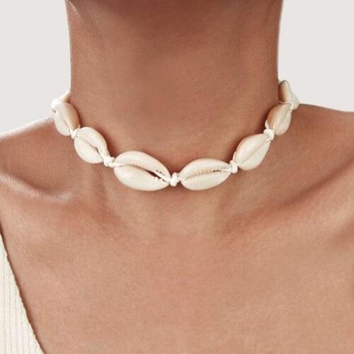 KINFOLK Bohemian Natural Shell Necklace for Women Cowrie Charm Conch Seashell Collar Choker Beach Summer Necklaces Jewelry