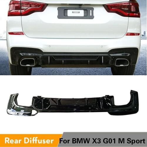PP Carbon Fiber Look Car Rear Bumper Lip Diffuser for BMW X3 M Sport 25iM 28iM 30iM 2018 2019 Gloss Black