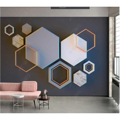 Custom papel parede 3D soild geometric rose gold mosaic for living room bedroom sofa background wall decoration wallpaper