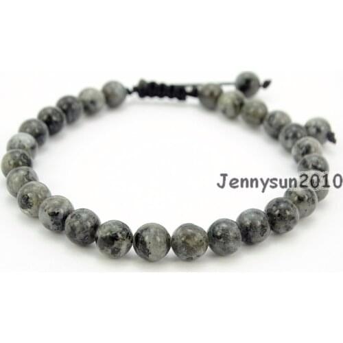 Handmade 6mm Adjustable Natural Larvikite Labradorite Gems Stone Round Beads Bracelet Healing Reiki 5 Strands/Pack