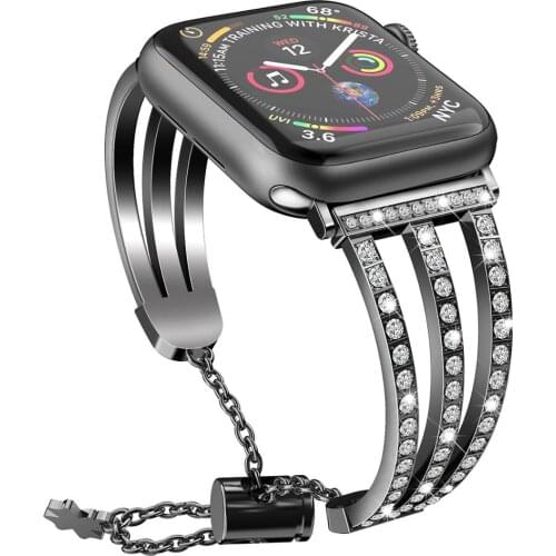 Women diamond watch band strap for apple watch 6 5 4 40mm 44mm watchband for iwatch 6 4 3 2 38mm 42mm bracelet wristband