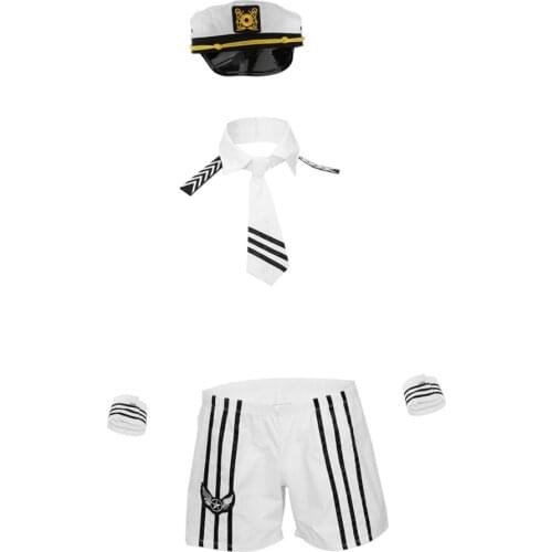 Sexy Mens Sailor Captain Uniform Cosplay Underwear Costume Fancy Outfit Set