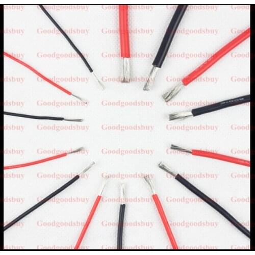 RCMOY 1meter Silicon Wire 8AWG 10AWG 12AWG 14AWG 16AWG 18AWG 22AWG Heatproof Soft Silicone Silica Gel Wire Cable