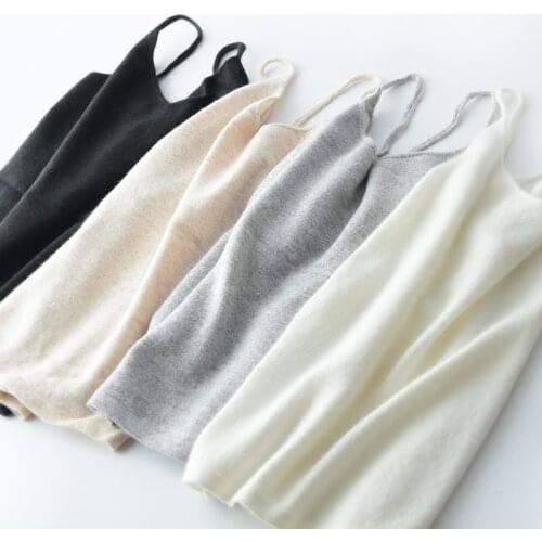 100% Cashmere Knitted Tank Top Vest Women Basic Clothing Solid Tops 4 Colours Cacual Style Autumn Winter New Fashion 2017
