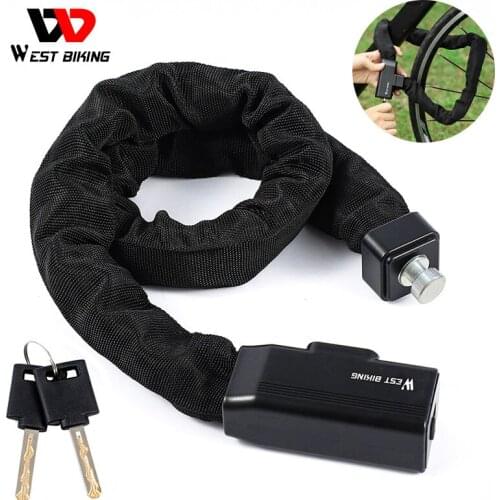 WEST BIKING Bicycle Lock Anti-theft Cable Lock 0.89m Alloy Steel MTB Bicycle Accessories Motorcycle Electric Bike Chain Lock